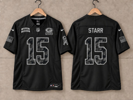 GREEN BAY PACKERS BART STARR BLACK SALUTE TO SERVICE JERSEY