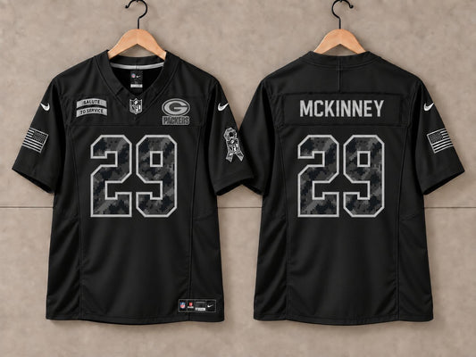 GREEN BAY PACKERS XAVIER MCKINNEY BLACK SALUTE TO SERVICE JERSEY