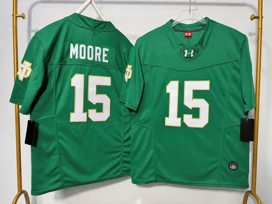 NOTRE DAME FIGHTING IRISH LEONARD MOORE GREEN JERSEY