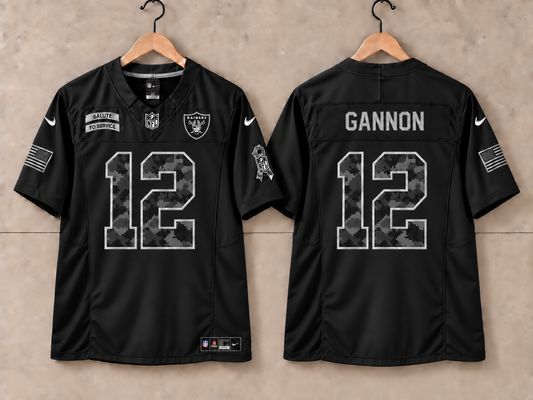 LAS VEGAS OAKLAND RAIDERS RICH GANNON BLACK SALUTE TO SERVICE JERSEY