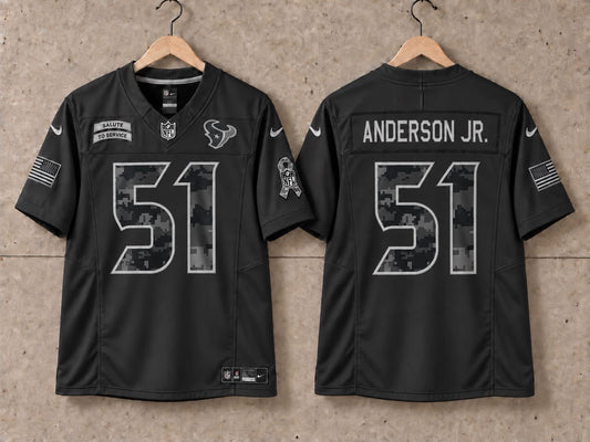 HOUSTON TEXANS WILL ANDERSON JR BLACK SALUTE TO SERVICE JERSEY