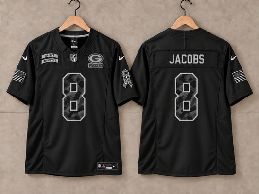 GREEN BAY PACKERS JOSH JACOBS BLACK SALUTE TO SERVICE JERSEY