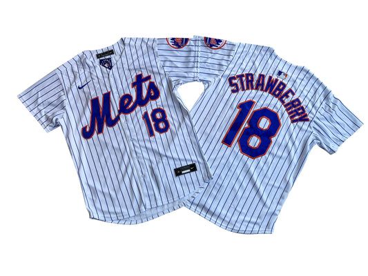 NEW YORK METS DARRYL STRAWBERRY WHITE VINTAGE JERSEY