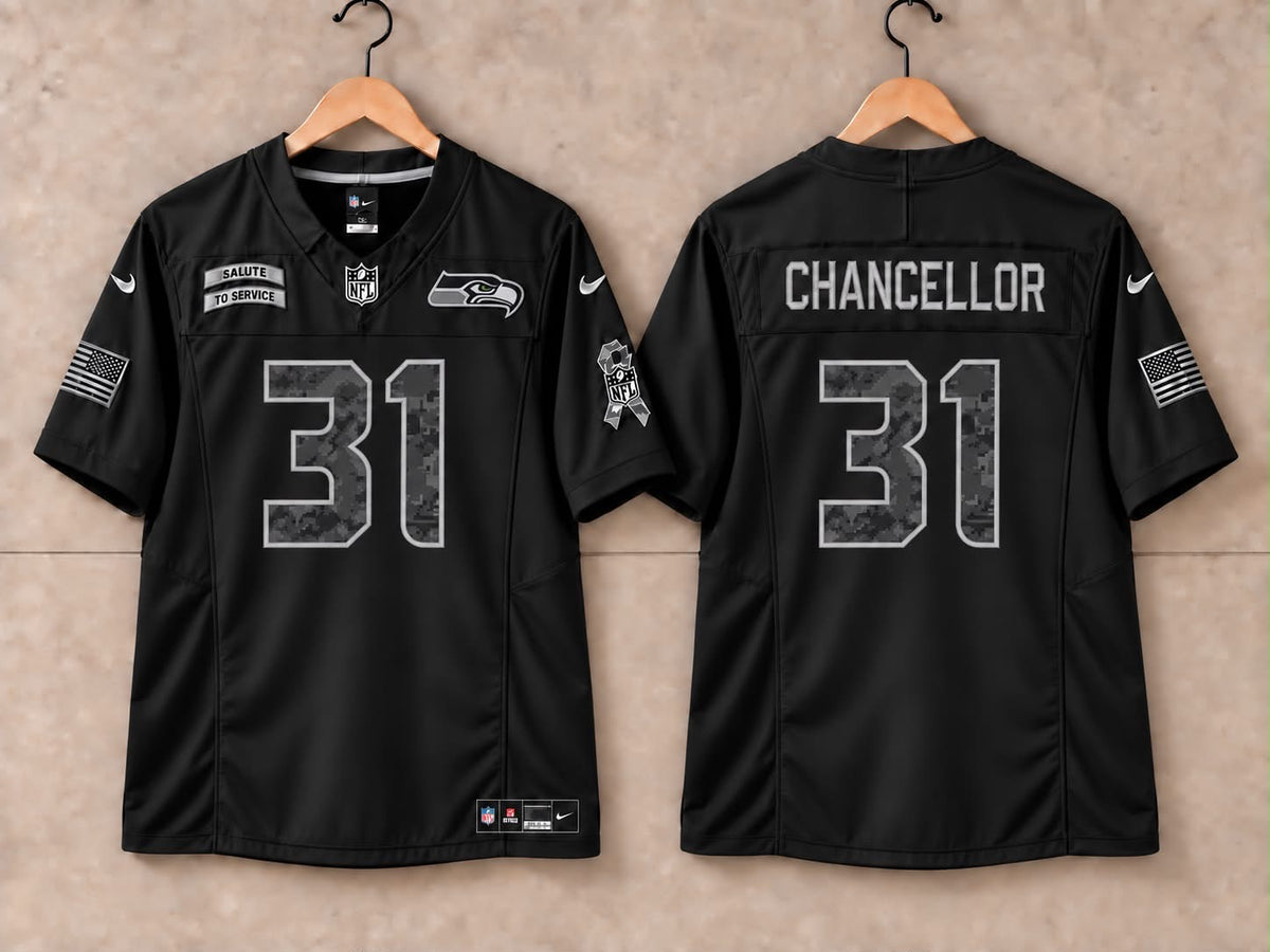 SEATTLE SEAHAWKS KAM CHANCELLOR BLACK SALUTE TO SERVICE JERSEY