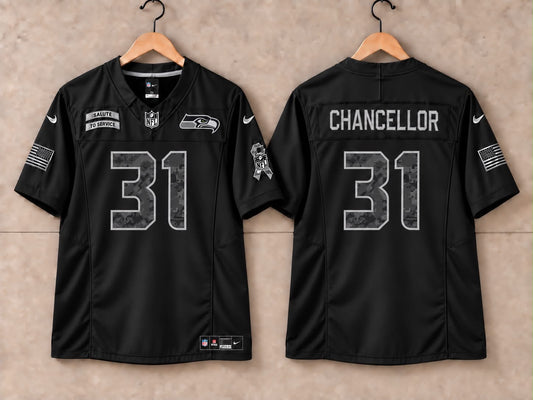 SEATTLE SEAHAWKS KAM CHANCELLOR BLACK SALUTE TO SERVICE JERSEY