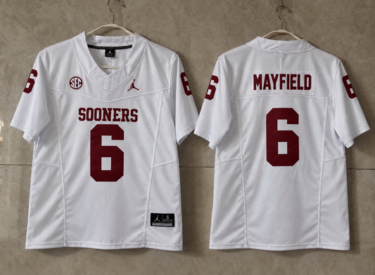 OKLAHOMA SOONERS BAKER MAYFIELD WHITE JERSEY