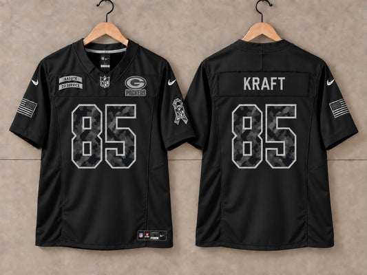 GREEN BAY PACKERS TUCKER KRAFT BLACK SALUTE TO SERVICE JERSEY