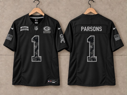 GREEN BAY PACKERS MICAH PARSONS BLACK SALUTE TO SERVICE JERSEY