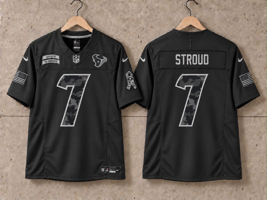 HOUSTON TEXANS CJ STROUD BLACK SALUTE TO SERVICE JERSEY