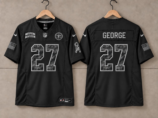 TENNESSEE TITANS EDDIE GEORGE BLACK SALUTE TO SERVICE JERSEY