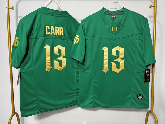 NOTRE DAME FIGHTING IRISH CJ CARR GREEN JERSEY