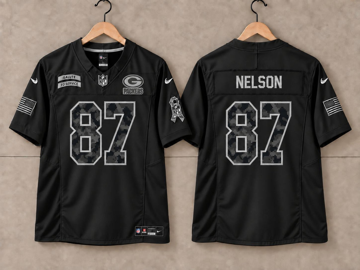 GREEN BAY PACKERS JORDY NELSON BLACK SALUTE TO SERVICE JERSEY