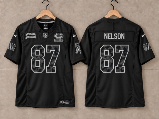 GREEN BAY PACKERS JORDY NELSON BLACK SALUTE TO SERVICE JERSEY