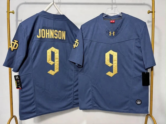 NOTRE DAME FIGHTING IRISH BRAUNTAE JOHNSON ROYAL BLUE JERSEY