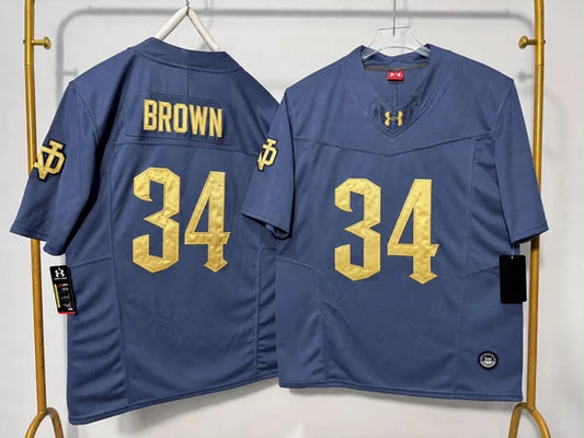 NOTRE DAME FIGHTING IRISH DRAYK BROWN ROYAL BLUE JERSEY