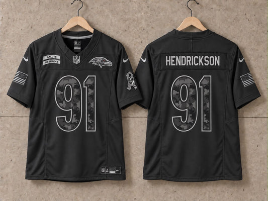 BALTIMORE RAVENS TREY HENDRICKSON BLACK SALUTE TO SERVICE JERSEY