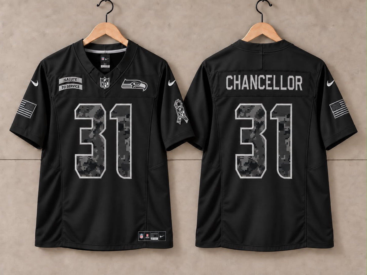SEATTLE SEAHAWKS KAM CHANCELLOR BLACK SALUTE TO SERVICE JERSEY