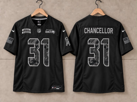 SEATTLE SEAHAWKS KAM CHANCELLOR BLACK SALUTE TO SERVICE JERSEY