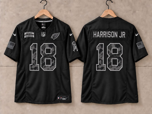 ARIZONA CARDINALS MARVIN HARRISON JR BLACK SALUTE TO SERVICE JERSEY