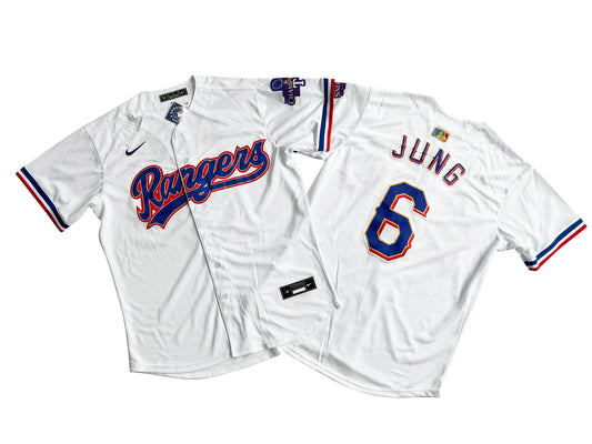 TEXAS RANGERS JOSH JUNG WHITE JERSEY