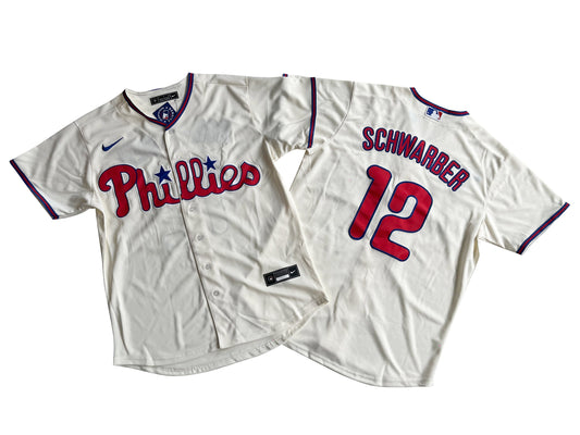 PHILADELPHIA PHILLIES KYLE SCHWARBER WHITE JERSEY