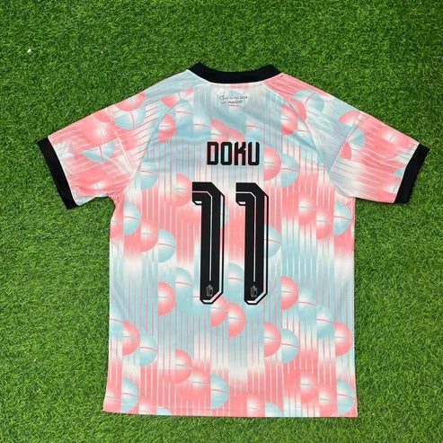 2026 WORLD CUP JEREMY DOKU TEAM BELGIUM RED AND BLUE JERSEY