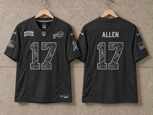 BUFFALO BILLS JOSH ALLEN BLACK SALUTE TO SERVICE JERSEY