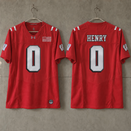 WISCONSIN BADGERS TYRELL HENRY RED JERSEY