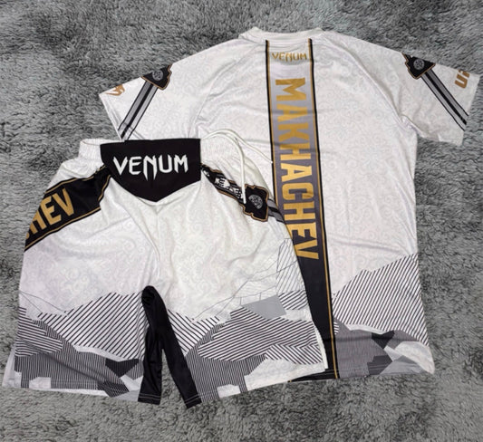 Islam Makhachev White Shorts and Shirt Combo