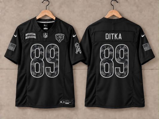 CHICAGO BEARS MIKE DITKA BLACK SALUTE TO SERVICE JERSEY
