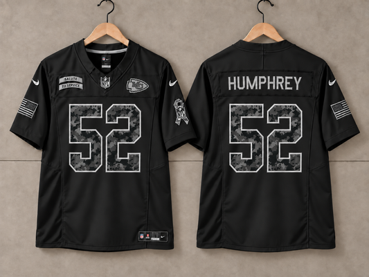 KANSAS CITY CHIEFS CREED HUMPHREY BLACK SALUTE TO SERVICE JERSEY