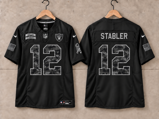 LAS VEGAS RAIDERS KEN STABLER BLACK SALUTE TO SERVICE JERSEY