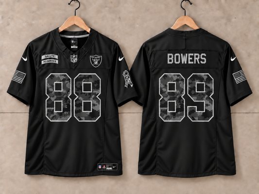 LAS VEGAS RAIDERS BROCK BOWERS BLACK SALUTE TO SERVICE JERSEY