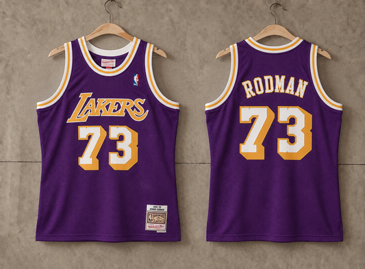 LOS ANGELES LAKERS DENNIS RODMAN PURPLE JERSEY