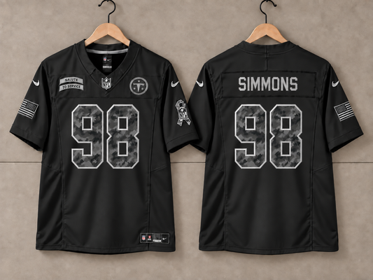 TENNESSEE TITANS JEFFREY SIMMONS BLACK SALUTE TO SERVICE JERSEY