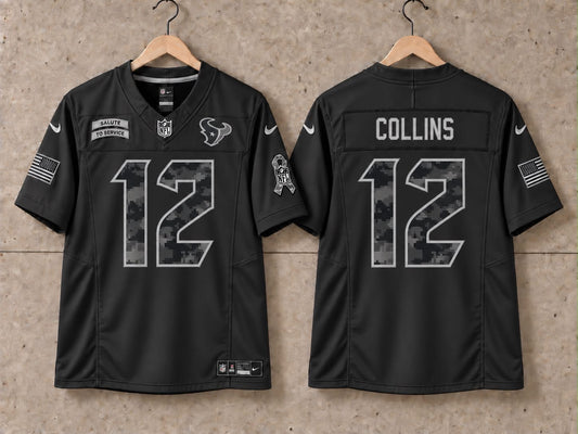 HOUSTON TEXANS NICO COLLINS BLACK SALUTE TO SERVICE JERSEY