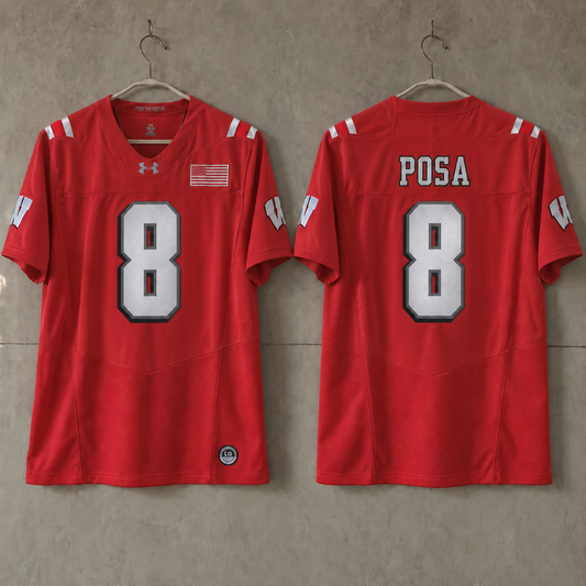 WISCONSIN BADGERS MASON POSA RED JERSEY