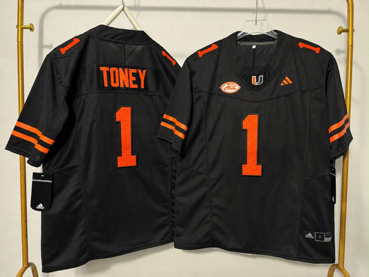 MIAMI HURRICANES MALACHI TONEY BLACK JERSEY
