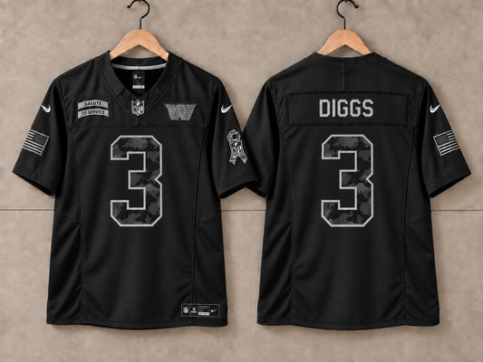 WASHINGTON COMMANDERS STEFON DIGGS SALUTE TO SERVICE BLACK JERSEY