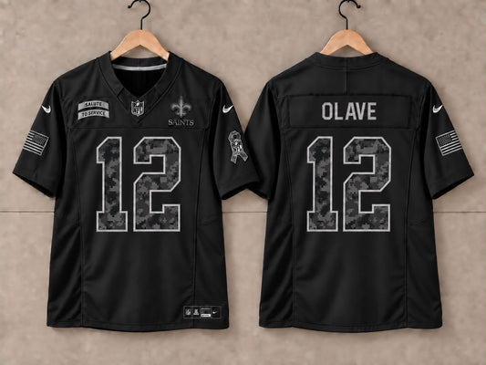 NEW ORLEANS SAINTS CHRIS OLAVE BLACK SALUTE TO SERVICE JERSEY