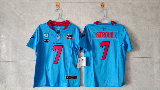HOUSTON TEXANS CJ STROUD BLUE ALTERNATE CAPTAIN JERSEY