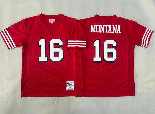 SAN FRANCISCO 49ERS JOE MONTANA RED VINTAGE JERSEY
