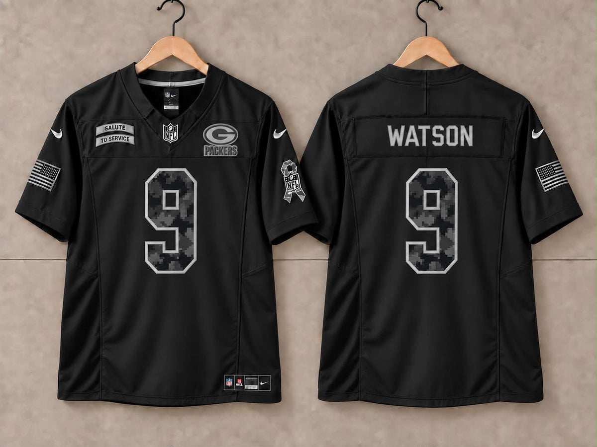 GREEN BAY PACKERS CHRISTIAN WATSON BLACK SALUTE TO SERVICE JERSEY