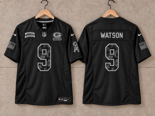 GREEN BAY PACKERS CHRISTIAN WATSON BLACK SALUTE TO SERVICE JERSEY