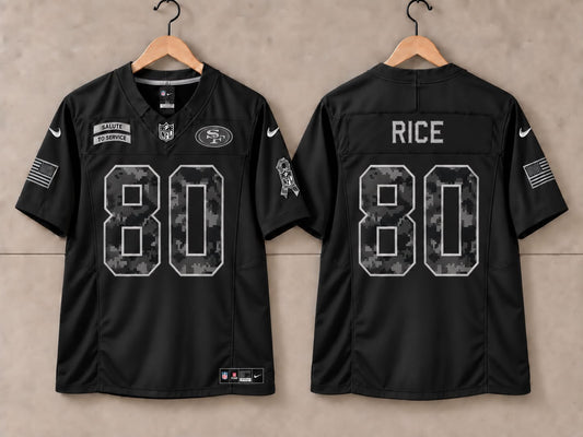 SAN FRANCISCO 49ERS JERRY RICE BLACK SALUTE TO SERVICE JERSEY
