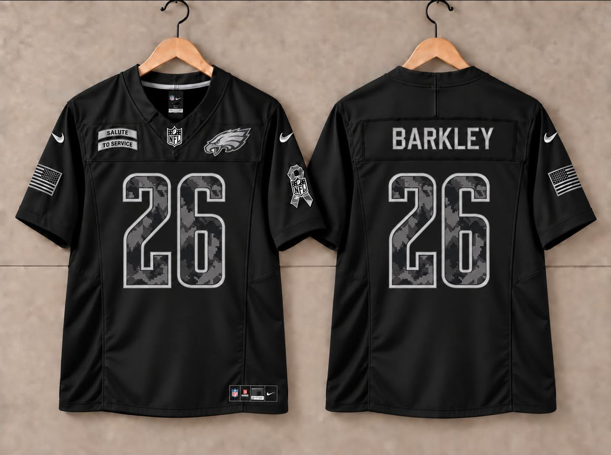 PHILADELPHIA EAGLES SAQUON BARKLEY SALUTE TO SERVICE BLACK JERSEY
