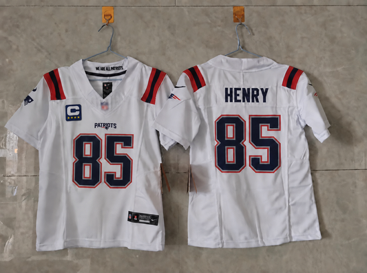 NEW ENGLAND PATRIOTS HUNTER HENRY WHITE CAPTAIN JERSEY