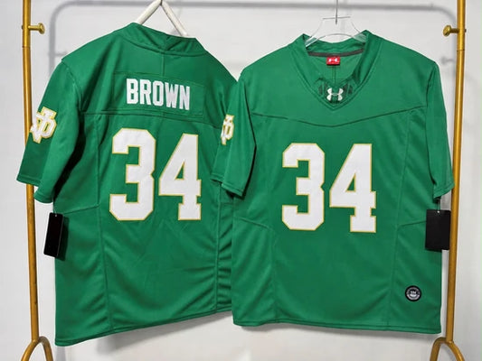 NOTRE DAME FIGHTING IRISH DRAYK BROWN GREEN JERSEY