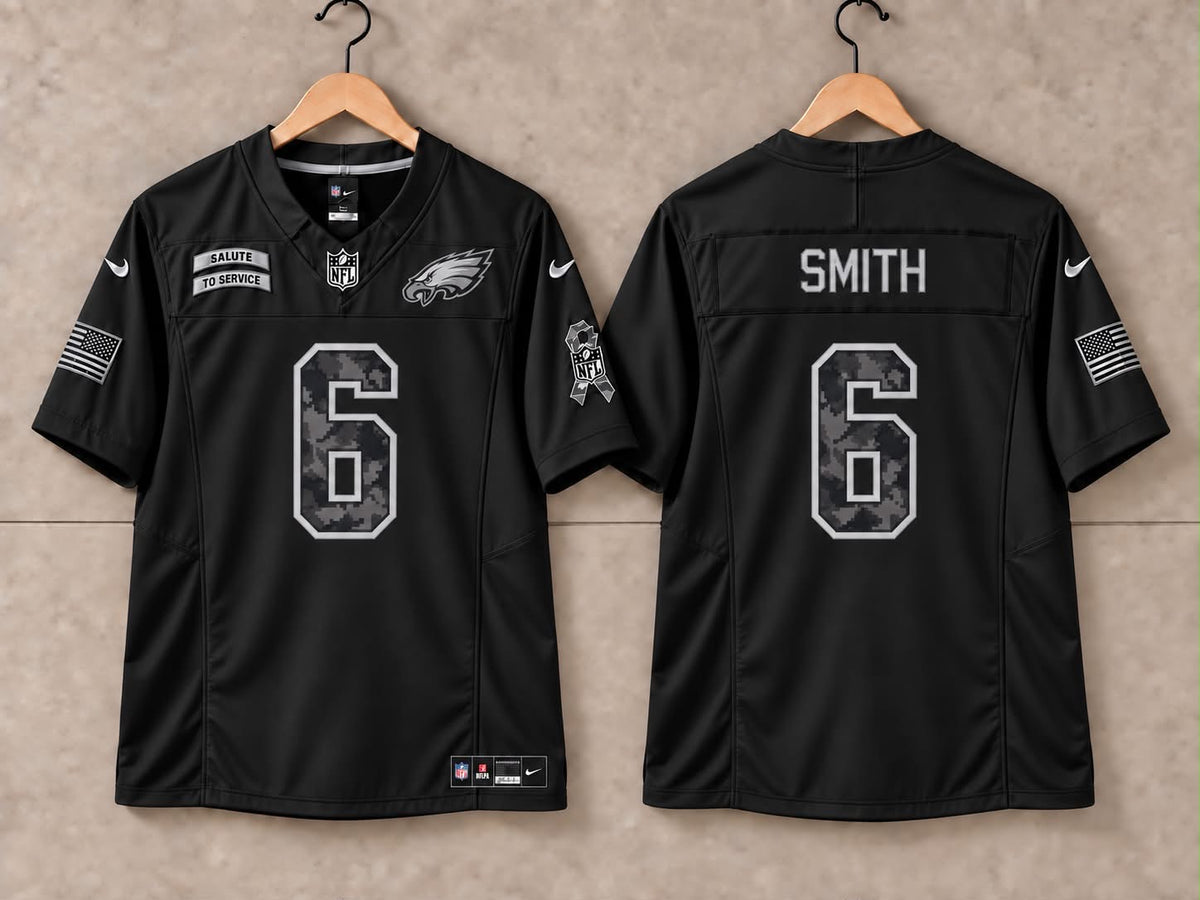 PHILADELPHIA EAGLES DEVONTA SMITH BLACK SALUTE TO SERVICE JERSEY