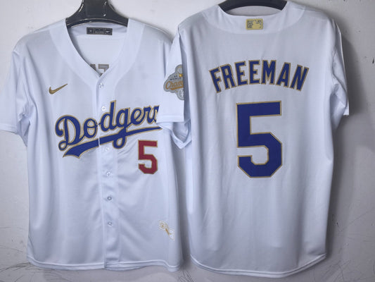 Los Angeles Dodgers Freddie Freeman White and Gold Jersey
